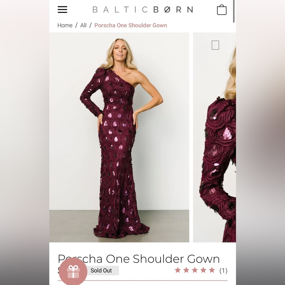 One shoulder gown eggplant